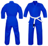 Blauer Kampfsport Gi Anzug mit weißem Gürtel für Ju Jutsu und BJJ, ideal für Boxtraining, MMA und Fitness, Boxbekleidung Herren/Damen